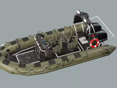 Military Tactical Boat 3D Model Low-poly 3D model