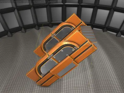 Sci-Fi Stairs - 23 - Orange  Version Low-poly 3D model