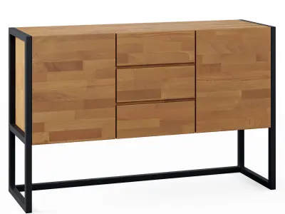 Hiba Oak and Industrial Metal Sideboard by LA REDOUTE 3D model