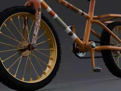 Vibrant Orange Bicycle 3D model