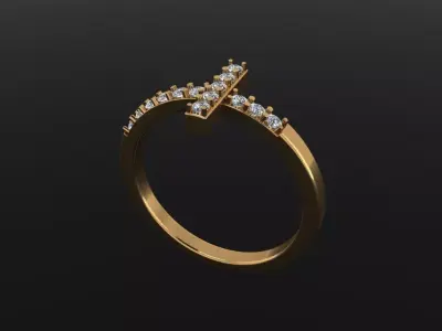Diamond Cross Band Ring 3D print model