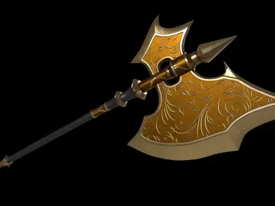 Two-Handed Battle Axe Low-poly 3D model