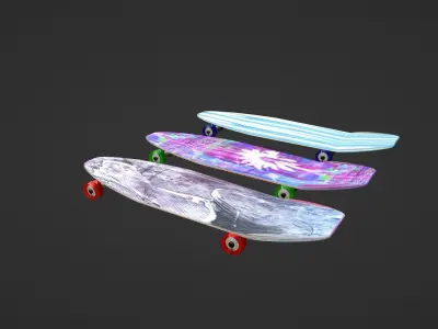 Skateboard three skateboards Low-poly 3D model