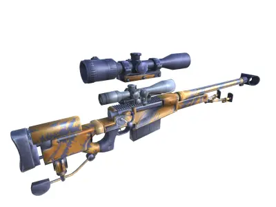 33-aw50-gun model 3d game ready model Low-poly 3D model Low-poly 3D model