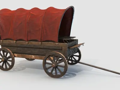 Wooden Covered Cart 3D Model 3D model