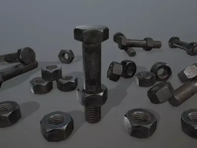 Bolts bolt and nut Low-poly 3D model 16