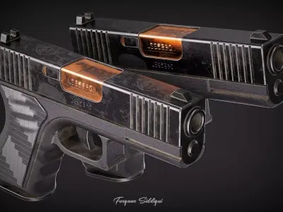 Glock Pistol PBR Low-poly 3D model
