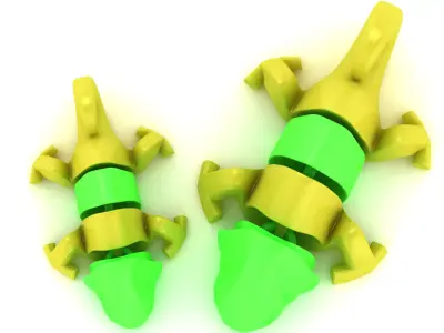 Futuristic Green and Yellow Creature 3D print model
