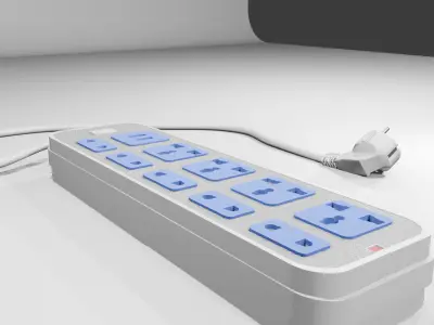 Electricity power strip distributor plug prop Low-poly 3D model