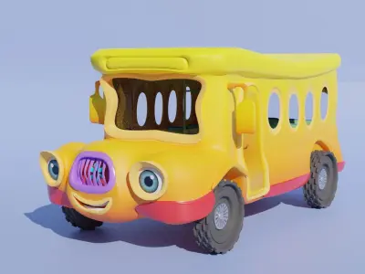 Cartoon  Bus 2 Low-poly 3D model