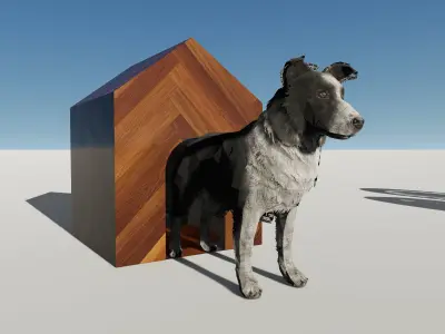 dog b and w Low-poly 3D model