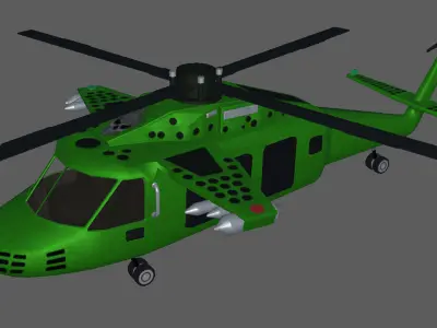 Helicopter Low-poly 3D model 12