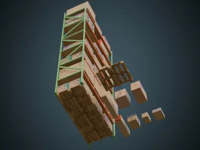 Cardboard Boxes Pallet And Shelf 2 Basic Low-poly 3D model