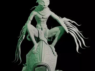 Mystic feline guardian hight detail-3Dprinting on scale  130mm 3D print model