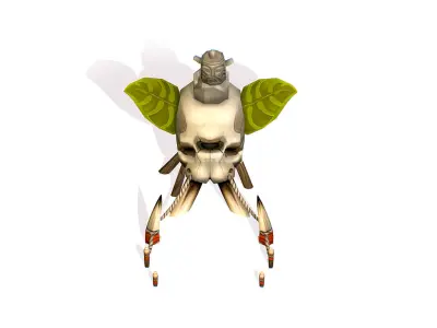 Stone Memorial Skull Totem Low-poly 3D model