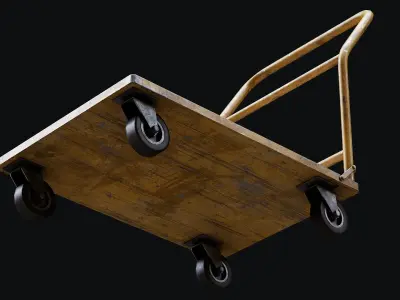 Low Poly PBR Platform Trolley Low-poly 3D model