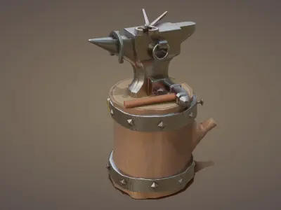 Blacksmith Anvil Set Low-poly 3D model