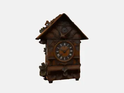 Wooden Wall Clock Low-poly 3D model