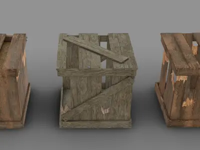 Damaged Crates  Low-poly 3D model