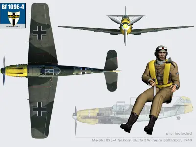 German fighter pilot ww II 3D model
