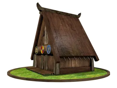 Wooden Viking House Game Ready Low-poly 3D model