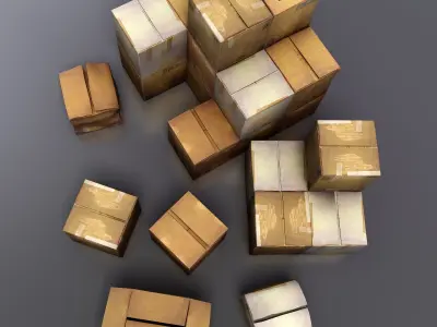 Cardboard Boxes Low-poly 3D model purchase