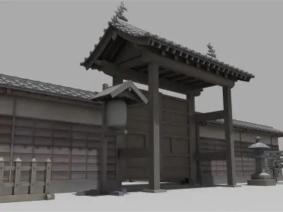 Gate of the temple in Japan typeA Low-poly 3D model