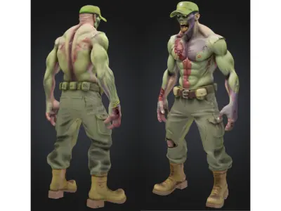 Military Zombie Soldier Warrior Low-poly 3D model