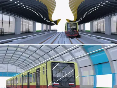 S-bahn stations collection 3D Model Pack purchase