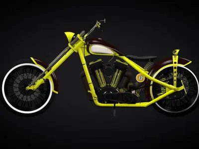 Custom yellow chopper 3D model