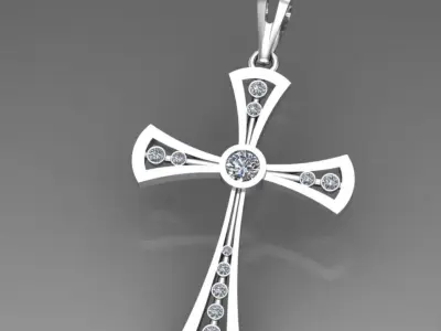 beautiful and amazing cross with diamonds 3D print model