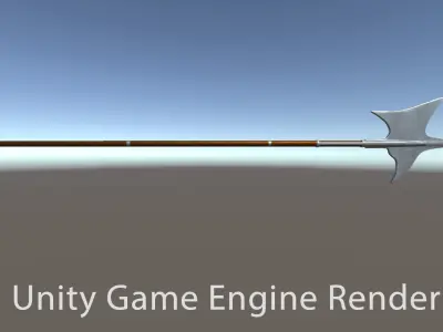 Halberd - Game Ready sword with wooden handle Low-poly 3D model