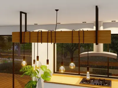 Industrial lamp - chandelier light 3D model