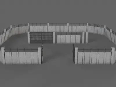 PBR Gate and Wall 5 Low-poly 3D model
