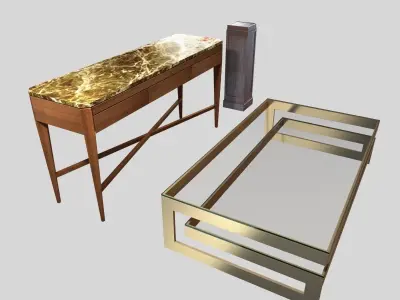 nancy corzine Sanford Buffet  low table and wood pedestal 3D model