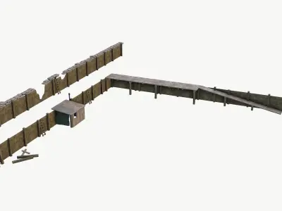 Trench System World War Modular Free low-poly 3D model