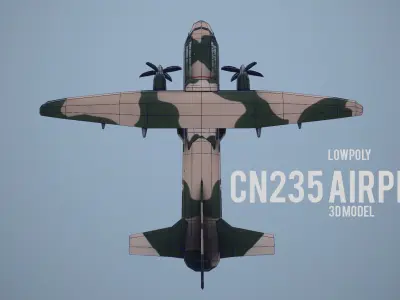 Lowpoly Casa CN235 Turkish Airforce Airplane Low-poly 3D model