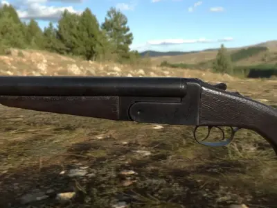 replica sawed off double barrel shotgun Low-poly 3D model