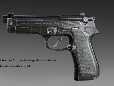 Berreta M9 Low-poly 3D model