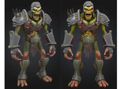 Stylized Undead Warrior Character Low-poly 3D model