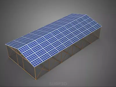 PHOTOVOLTAIC SOLAR PANEL TOP ROOF GREENHOUSE HOTHOUSE GLASSHOUSE 3D model