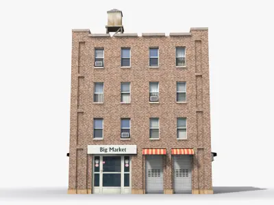 Apartment Building x3 Low-poly 3D model