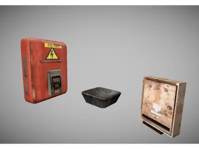 low poly garage objects collection Low-poly 3D model