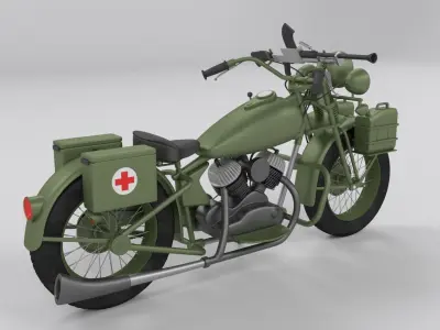 Harley Davidson WLA 1942 Low-poly 3D model