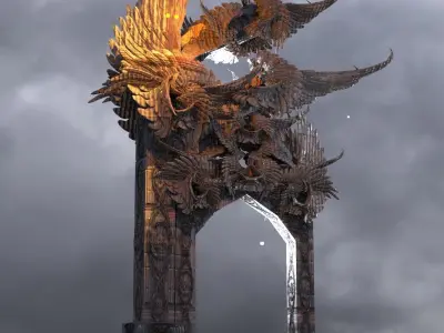 Steampunk Angel arch Grand 2 3D model