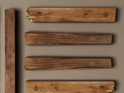 Scanned Reclaimed Old Wood Planks And Rustic Beams Low-poly 3D model
