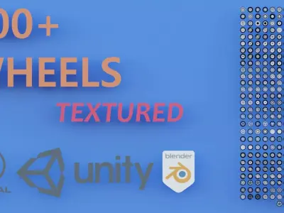 300 Wheels for Car and Motorcycle Collection Textured  Low-poly 3D model