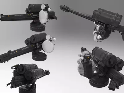 turret 3 futuristic weapon 3D model
