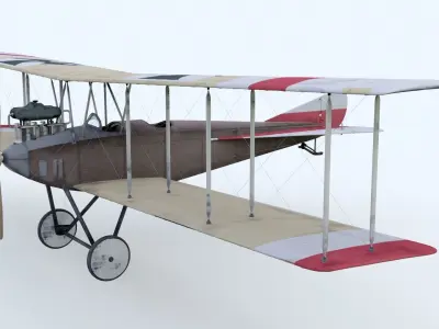 AlbatrosBI biplane with stripes Low-poly 3D model