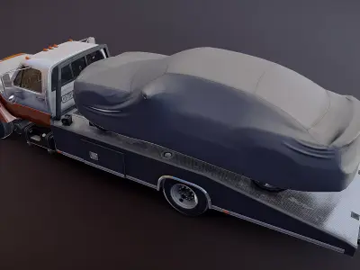 80s ramp truck Low-poly 3D model